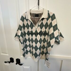 ASOS Green and Cream Argyle Polo Shirt